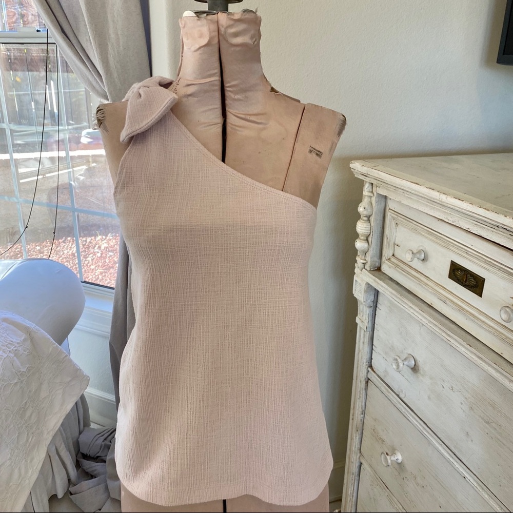J. CREW ONE SHOULDER TOP WITH BOW DETAIL